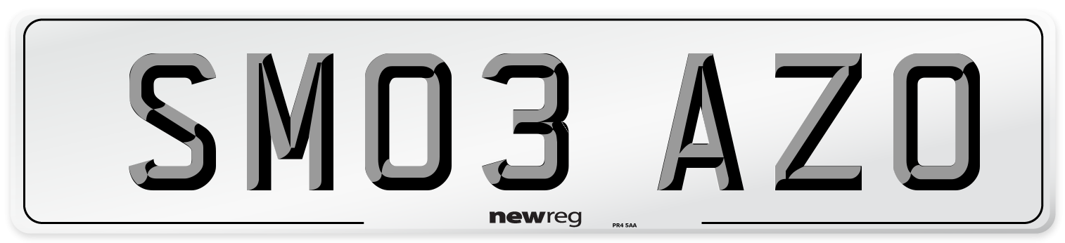 SM03 AZO Number Plate from New Reg